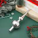 Toddmomy 1pcs Vintage Christmas Tree Topper, Plastic Spherical Xmas Tree Topper Mid Century Christmas Ornaments for Indoor Office New Year Holiday Tree Decoration, Silver