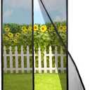 Magnetic Screen Door Self Closing, Black Upgraded Polyester Thicken Mesh Mosquito Net Front Door Screen Magnetic Closure, Keep Bugs Out, Frame Hook & Loop, Actual Size 38 x 76 inches