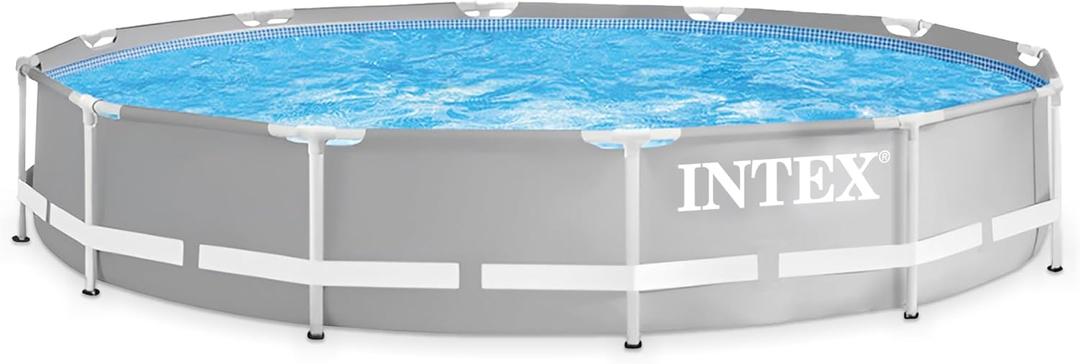 Intex 26710EH Prism Frame Premium Above Ground Swimming Pool: 12ft x 30in  SuperTough Puncture Resistant  Rust Resistant  Easy Assemble  1718 Gallon Capacity  Pool Only