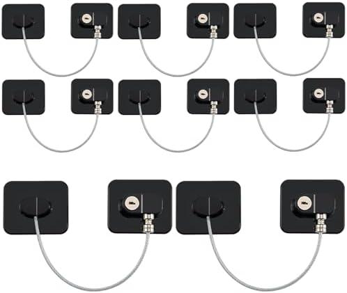 HalfofLife Refrigerator Lock, Child Safety Cabinet Locks, Mini Fridge Locks for Adults, Heavy Duty Lock for Refrigerator Cabinets, Drawers, Safety with Key, Black (2 PCS)