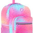 J World Sunrise Kids Rolling Backpack with Wheels for Girls Boys, Roller Bookbag for School, 18 x 13 x 9 Inches, Confetti