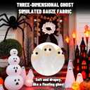 Light-Up Halloween Ghost Wreath, 12 Glowing White Spooky Halloween Wreaths for Front Door, Outdoor & Indoor Hanging Decoration for Wall Door, Halloweens Decor