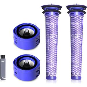4-Pack HEPA Vacuum Filter & Pre-Filter Kit Compatible with Dyson V6 Stick Vacuum Filters (Replaces Part 965661-01 & 966741-01)
