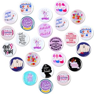 24 Pcs Feminist Pin,Feminist Power Brooch Women's Rights Badge Pins Novelty Female Buttons Pins Decor for Clothes Backpacks Hats 