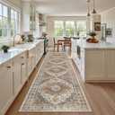 Madane Hallway Runner Rug 2'6''x12', Non Slip Vintage 12ft Runners for Hallways Washable Kitchen Rugs Soft Low Pile 2.5x12 ft Rug Runner for Laundry Room, Entryway and Bedroom, Turmeric/Grey