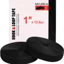 Sew on Hook and Loop Tape 1 Inch Non-Adhesive Back Nylon Strips Fabric Fastener Non-Adhesive Interlocking Tape Black,12.6 Yard