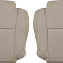 SecosAutoparts #44 Sand Beige Tan Driver & Passenger Side Bottom Replacement Microfiber Leather Seat Covers Compatible with Toyota Tundra Sequoia Based SR5 Limited 2007 2008 2009 2010 2011 2012 2013