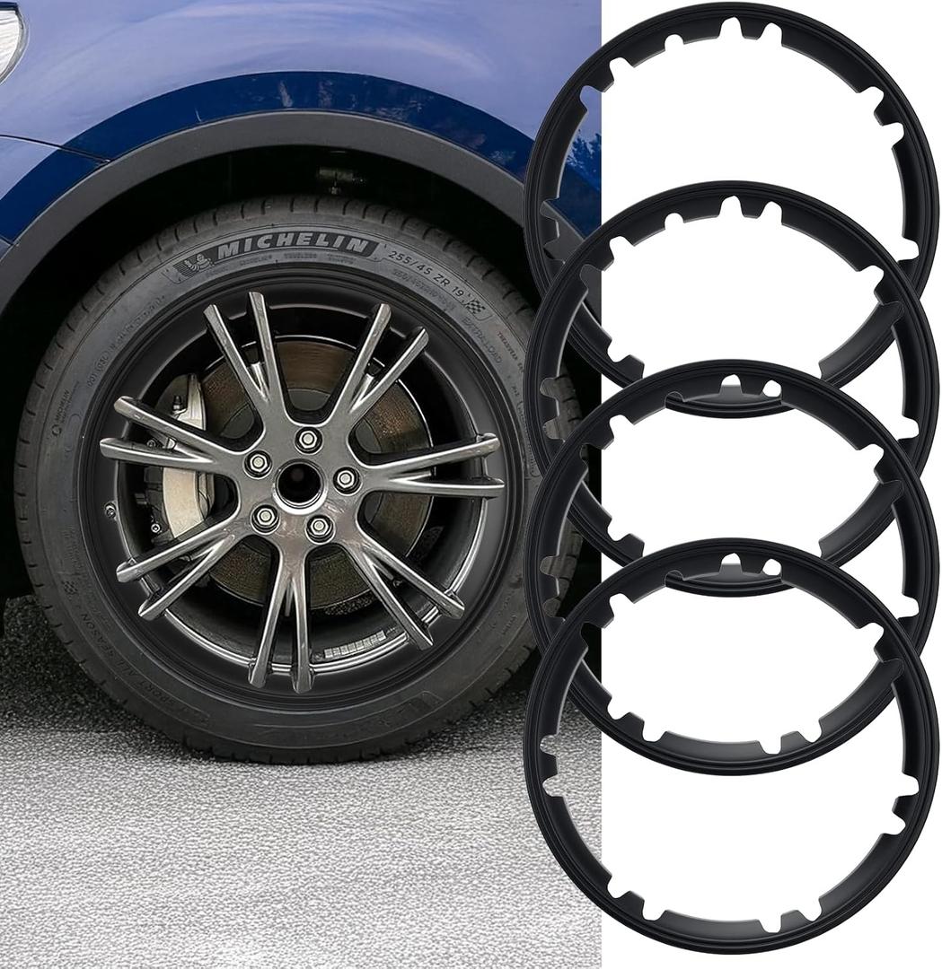 Tesla Model Y Rim Covers 19 Inch|Fit 20202024|Doesn't Fit Juniper|Wheel Rings Trim Rings for Curb Rash Prevention(Must Remove Original Hubcaps to Install)|Snap-On Wheel Rim (Set of 4)