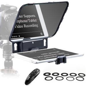 Desview T3 Teleprompter Teleprompter with Remote Control Work with iPad/Tablet/Smartphone up to 10 inch High Display Mirror Support Wide Angle Lens Great Partner for Live Streaming