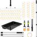 Paint Roller Kit, Rocfinity Paint Roller with 6ft Extension Pole,12"18" Painting Supplies for Walls & Ceilings,Paint Brushes for Home Interior Outside,Long Roller with Tray & Painters Tape