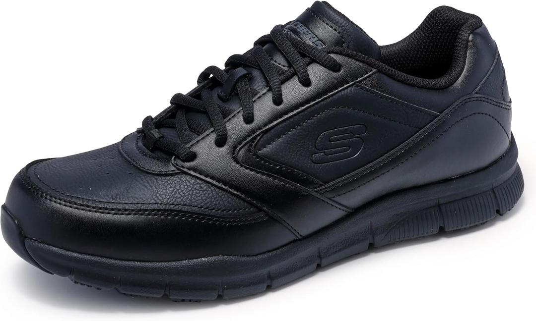 Skechers Men's Nampa Food Service Shoes (10.5 Wide, Black)