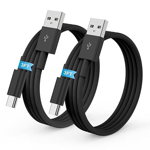 2Pack 3FT USB A to USB C Cable for iPhone 17 16 15 Charger Cord, for Apple 17 16 15/Pro/Pro Max/Plus Type C Cord, for iPad Pro 12.9/11, Air 5th/4th Gen, Car Carplay Charging Cable for Android(Black)