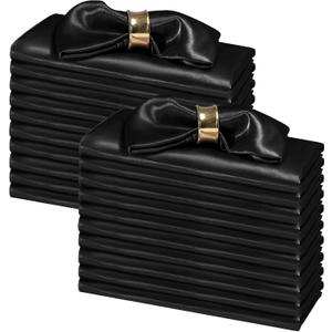 SiinvdaBZX 100 Pieces Black Cloth Napkins 12 x 12 Inches, Small Size Square Satin Napkins Silky Soft Dinner Napkins or Handkerchief for Banquet Wedding Christmas Thanksgiving Decoration
