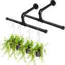 Yoiemivy 2 Pack Hanging Planters for Indoor Plant Hanging Rod Window Plant Shelves Metal Wall Mounted Planter Rack Black Ceiling Industrial Pipe Planter Holder - Black (Pot &Plant Not Included)