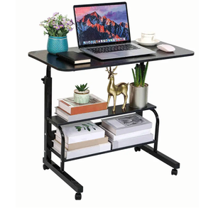 Home Office Study Desk Corner Table for Small Space Rolling Mobile Computer Portable Table for Bedrooms Adjustable Desks Writing Desk with Storage Gaming Size 31.5x15.7 Inch Pure Black