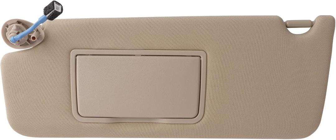 Driver Left Side Sun Visor Compatible with 2017-2021 Honda Pilot 2018-2020 Honda Ridgeline Replacement Sun Shade (Shadow Beige) with Vanity Light/with Makeup Mirror