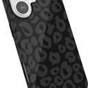 LoeoeL for iPhone 16 Plus Case Cheetah Print, Leopard Pattern Phone Case for Women Girls, Girly Cute Thin Slim Hard Shell Plastic Phone Cover, Luxury Aesthetic Trendy Retro Animal Design, Black