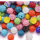 100Pcs Rhinestone Beads 10mm for Jewelry Making, Shiny Round Shamballa Disco Beads Bling Sparkle Rhinestone Clay Beads for Necklace Bracelet Earring Making and DIY Decoration(Mixed Color), Pack of 2