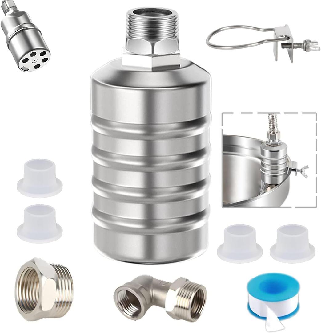 Auto Water Level Control Float Valve 1/2" 3/4" - 304 Stainless Steel, No Pump Needed for Water Tanks, Fish Ponds, Livestock Troughs, Hydroponics, Pool(1 Pack Short)