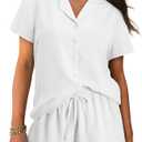 CRAZY GRID Women's 2 Piece Lounge Sets Summer Pajama Set Matching Outfits Short Sleeve Top and Shorts Loungewear