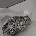 IPOPU Silver Roses Artificial Flowers,25PCS Foam Glitter Roses Glitter Flowers Fake Rose with Stems for DIY Wedding Bridal Bouquet Home Party Christmas Decoration(Silver)