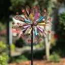 DREAMYSOUL Wind Spinners Outdoor, Copper Metal Kinetic Wind Sculptures with Gemstones, Wind Spinner for Garden Yard Lawn Patio Decor