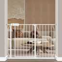 Fairy Baby 43.5-48 Inch Wide Easy Step Safety Gates for Doorways, Extra Wide Pet Gate for Dogs Puppy, Pressure Mounted No Drill Auto Close Baby Gates, Adjustable Metal, White