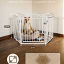 No Pawblems Metal Freestanding Foldable Dog Gate with Door, 30'' Tall