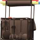 Essentially Yours Pool Storage Equipment Organizer Holder - Noodles, Toys, Balls and Floats Mesh Rolling Double Decker Bin, Large with Noodle Holder, (35.3" W x 23" L x 59.4" H), Brown Style 561935