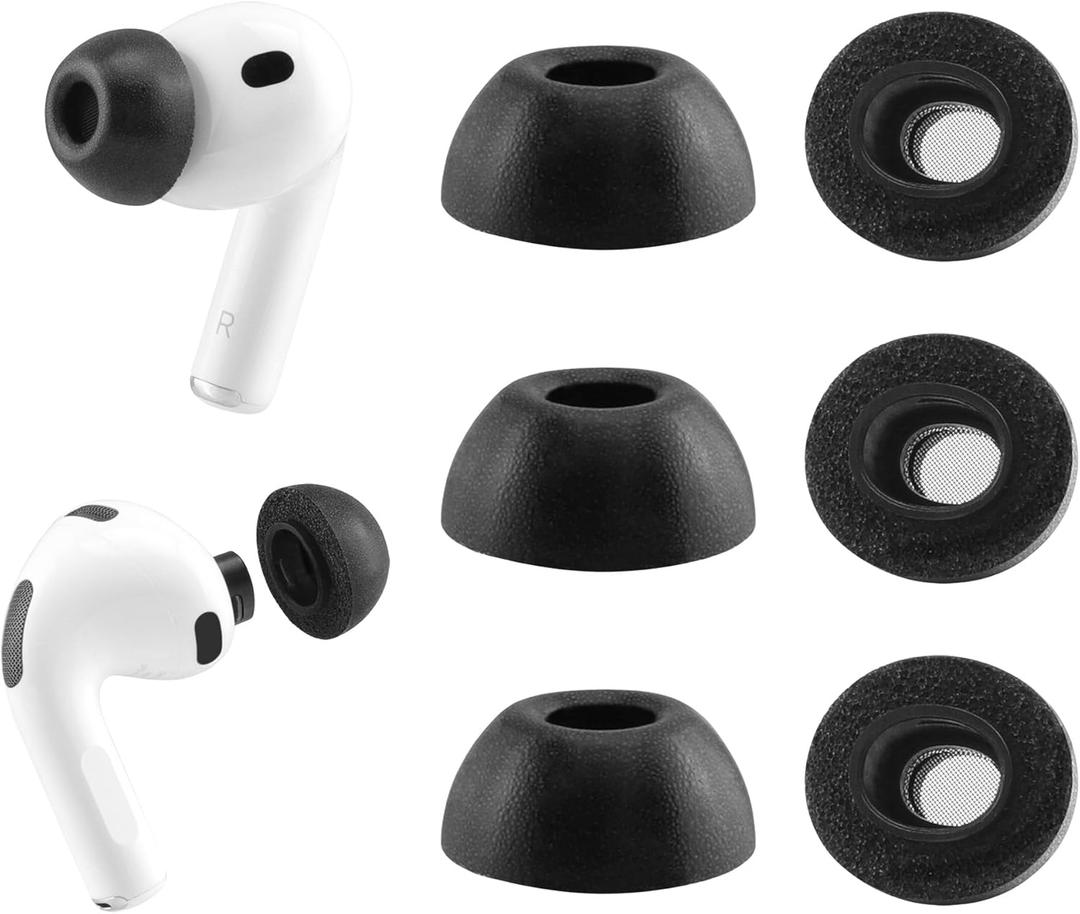 Replacement Memory Foam Ear Tips for AirPods Pro 3 Earbuds, Ultimate Comfort, Compatible with AirPods Pro 3rd Generation 2025, 3 Pairs (Black, Medium)