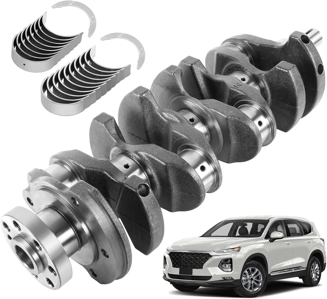 Engine Crankshaft and Bearings kit Compatible with Hyundai Santa Fe Sonata Tucson Kia Optima Sorento Sportage 2.4L, Replace 23111-2G200 23111-2G230