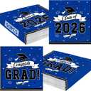 50 Pack Graduation Napkins, 6.5 X 6.5 Inches Blue Graduation Decorations 2026, Disposable Grad Napkins Class of 2026 Decorations with Caps Ribbons Style, Grad Paper Tissues for Graduate Party Supplies