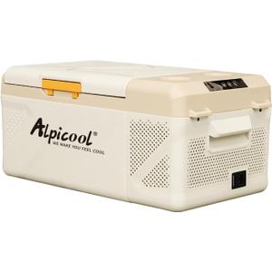 Alpicool KM15 Portable Freezer, 12 Volt Car Refrigerator, 17 Quart (15.9 Liter) Fast Cooling Fridge, 12/24V DC and 100-240V AC for Outdoor, Camping, RV, Truck (Grey)