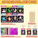 FUNNYB&G Foil Art Party Favors for Kids - 24 Pack Foil Art Crafts Kits Coloring Books, Goodie Bag Stuffers Party Favors for Kids 4-8 8-12, Bulk Birthday Classroom Prizes Girls Boys Gifts (Classic)