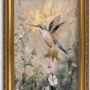 Vintage Gold Framed Wall Art for Living Room Hummingbird Canvas Prints Home Decor Floral Gold Foil Style Painting Picture Bedroom Wall Decor Gifts for Friends or Family 16x24in