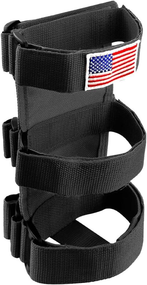Roll Bar Fire Extinguisher Holder, Adjustable Fire Extinguisher Mount Strap with American Flag Pattern, Car Accessories Fixed Belt for Wrangler JK JKU TJ CJ Gladiator (Black)