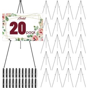 AROIC 63 "Easel Stand for Display, 20 Pack Portable Foldable Metal Easel, Easels for Signs Wedding Logos, Arts, Painting, Adjustable Floor Easels with 20 Storage Bag