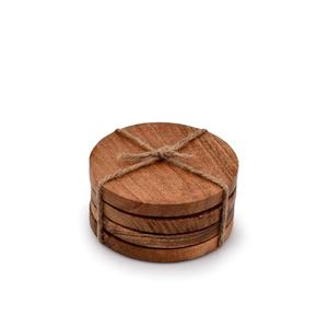 Samhita Acacia Wood Round Coasters Protection Tabletop, Countertop and Surfaces from Water Marks or Damage | Home & Office Decor | Housewarming Gift (Set of 4) (4" x 4" X 0.5")