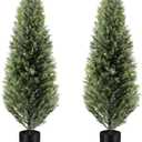 Riceshoot 2 Pcs 5ft Artificial Cedar Topiary Trees for Outdoor Artificial Plants Faux Pine Tree UV Resistant Potted Fake Plants Shrub Bushes for Porch Garden Office Front Door Indoor