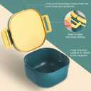 2 x Bento Box for Adults & Kids  Single Compartment Lunch Box,Food Container,BPA-Free,Microwave & Dishwasher Safe with Removable Divider,Utensils & Sauce Jar-Blue (Plastic Single Layer)