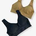 SIMIYA Womens Sports Bras, Yoga Comfort Seamless Stretchy Sports Bra for Women 2 Pack M