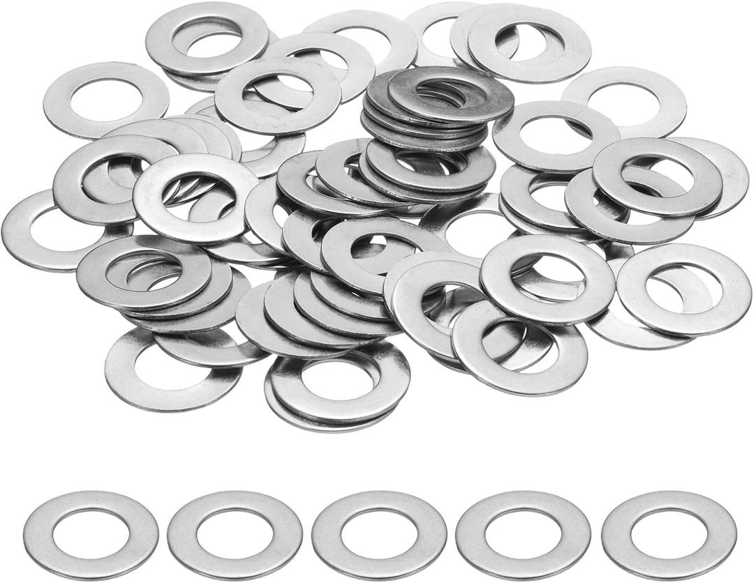 uxcell M12 Flat Washer for Screw, 60Pcs 304 Stainless Steel Washers 12MM ID x 24MM OD x 1MM Thick for Bolts, Factories Repair, Kitchens, Shops, and Outdoor Construction (Silver Tone)