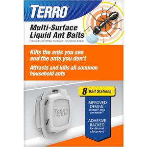 TERRO Indoor Liquid Ant Baits with Adhesive Strips for Discreet Baiting - TERRO Ant Trap and Bait Station - 8 Pack - T334SR