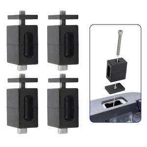 4 Sets Truck Bed Stake Pocket Mounting Kit Stainless Steel with Black Rubber Blocks – Universal Fit for Standard Truck Beds, Complete Hardware for Rack & Accessory Installation-Tougher Rubber Now