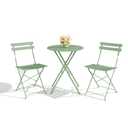 3-Piece Folding Bistro Set, Outdoor Patio Furniture Set with 2 Chairs & 1 Table, Space-Saving Foldable Balcony Garden Set with Heavy-Duty Powder-Coated Steel Frame, No Assembly Required, Green
