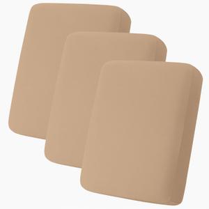 Hyha Milk Silk Couch Cushion Covers, Soft Magic Sofa Covers Washable for 3 Cushion Couch, Stretch Sectional Outdoor Cushion Covers for Patio Furniture with Elastic Bottom(3 Packs, Camel)