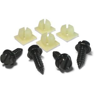 License Plate Screw Kit - Black, OEM Style Fasteners with Nylon Screw Retainers for Mounting Front and Back License Plates on Cars, SUVs, Trucks - Rustproof, Self Tapping Bolts (Black Stainless Steel)