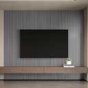YLL YLL PVC Slat Wall Panel Peel and Stick 118"x 15.7" Faux Grey Wood Grain Slat Panel Self-Adhesive Wallpaper Soundproof 3D Wall Panels