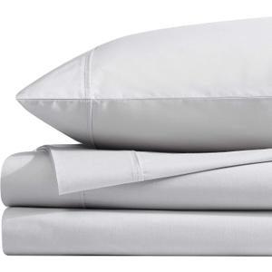 Kenneth Cole  Sheet Set, Breathable Percale Cotton Bedding, 200 Thread Count, Deep Pockets & Moisture Wicking, Solid Home Decor (Cool Zone White, Full)