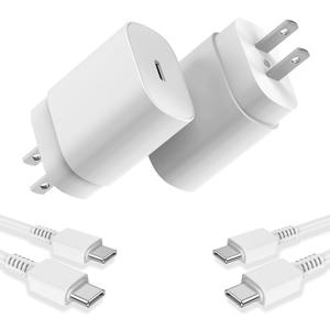 Type C Charger, 2 Pack 25W PD USB C Wall Charger Super Fast Charging Block & 10ft Android Phone Charger Cable for Samsung Galaxy S23 S22 S21 S20 Plus Ultra Note 20 10 9 8/ S10 S9 S8 Pixel 6 5 4 Pro XL (White)